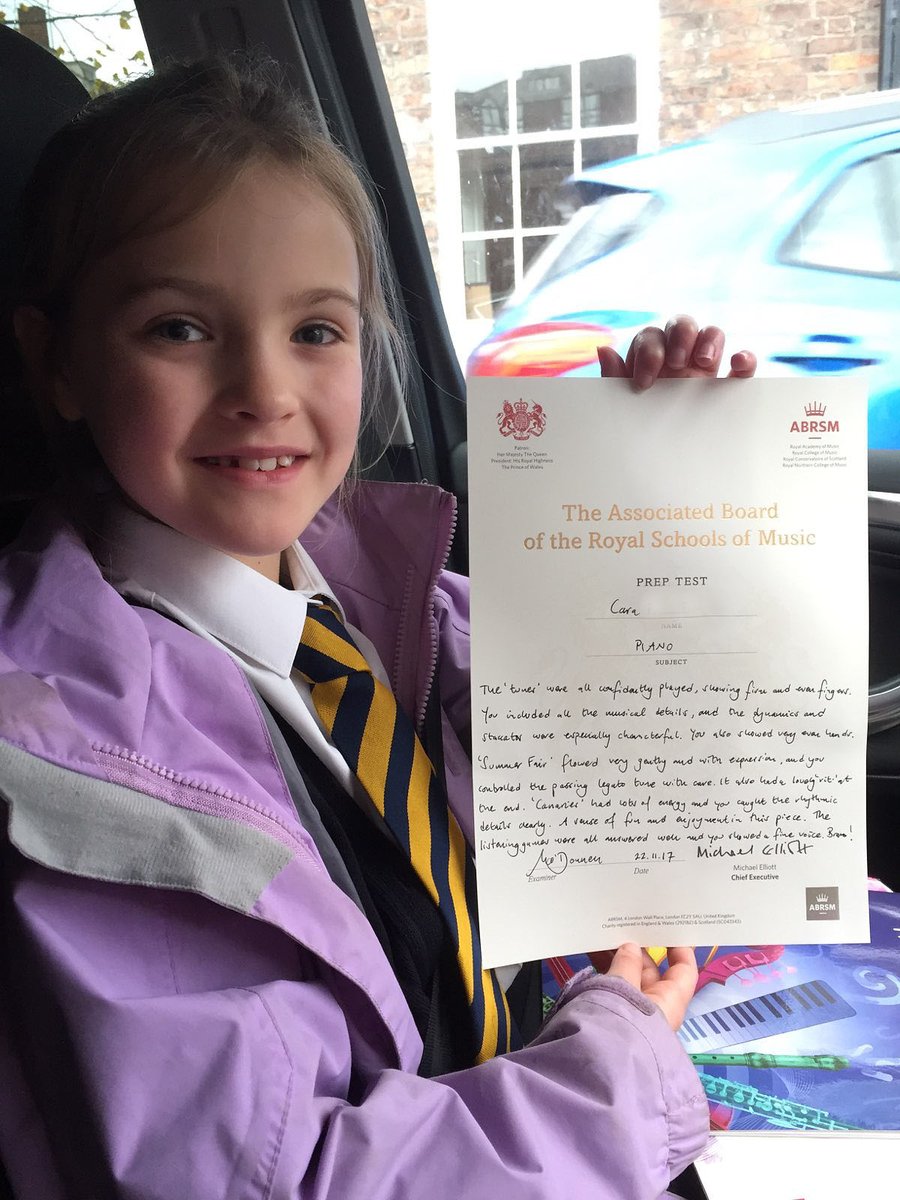 willhaypiano's tweet photo. @ABRSM Delighted to receive this photo from Cara's mum this morning! @StWerbs #Piano #PrepTest #mycertificate https://t.co/jt1F19KlS1