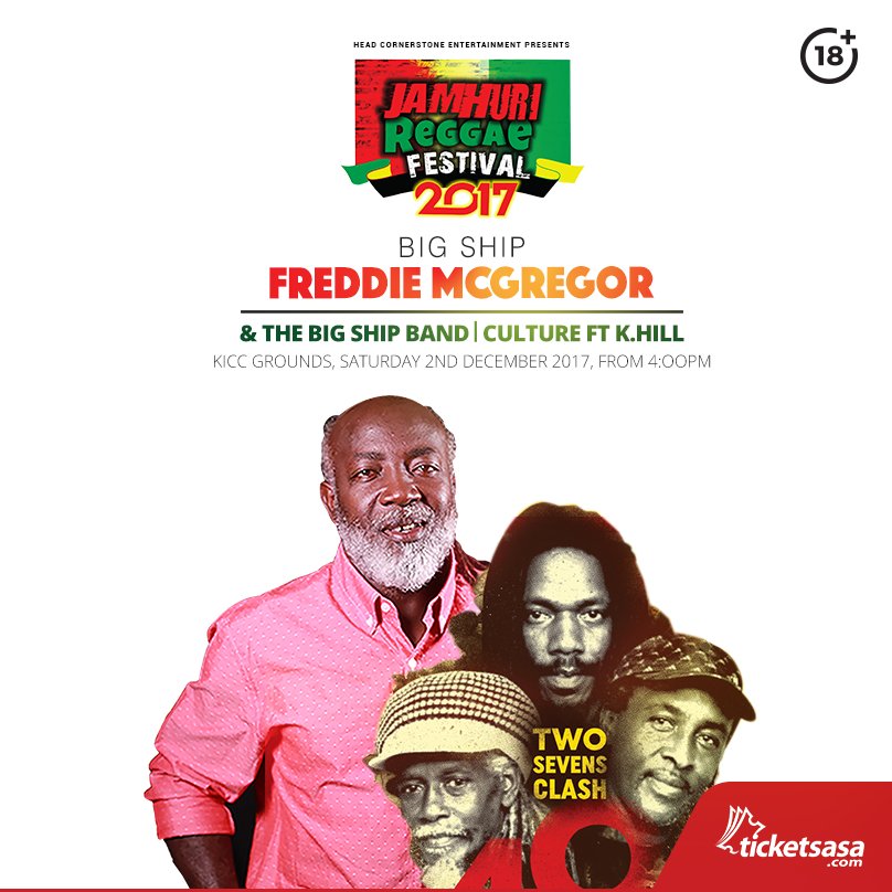 ticketsasa's tweet photo. We've got the gate pass to your heart. Countdown to one of the biggest reggae festivals in Kenya.
@BigshipFreddie in Nairobi & we are ready https://t.co/fCclleVWPXπ https://t.co/7bVWQImo0W @Cornerstoneke #JRF2017 https://t.co/UvsnMH7fqb