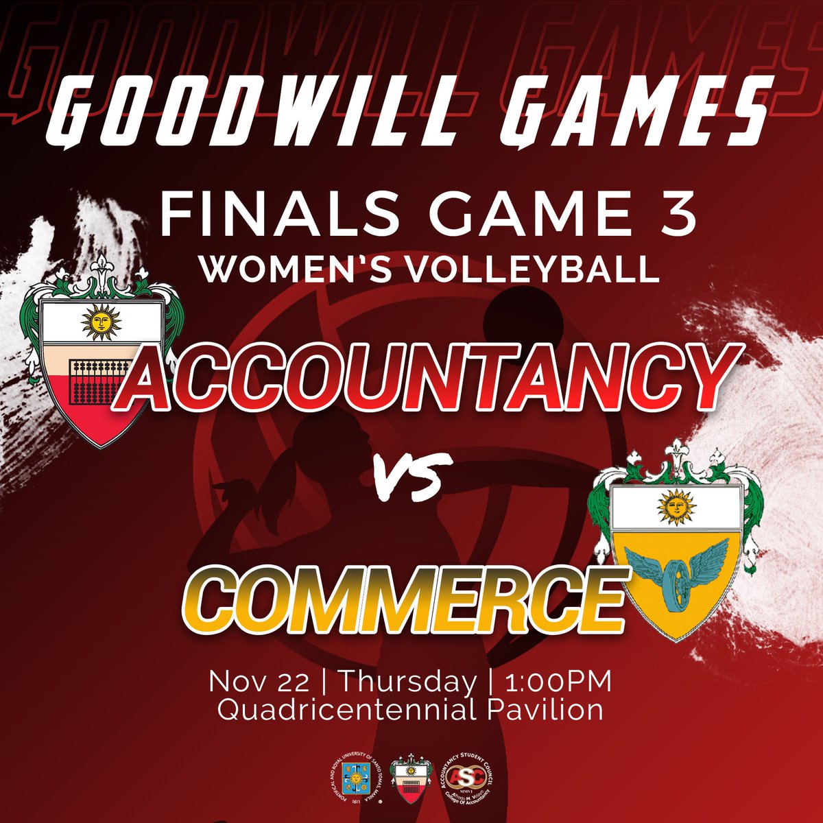 UST_ASC's tweet photo. Let us all support our AMV Women's Volleyball Team at the dusk of the Volleyball Goodwill Games tomorrow at the Q.Pav, 1:00 PM! 

The whole AMV Community believes in you @ustamvwvt  and we are beyond proud of what you have achieved no matter what!

#RedNation 
#MORETHANNUMBERS https://t.co/4bapsJPsDp
