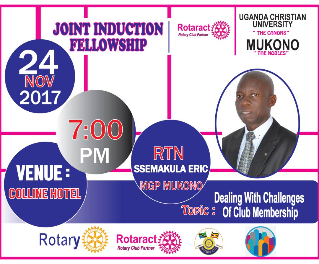 UCURotaract13's tweet photo. Happening this #Friday #JointInduction with @MukonoRotaract at #CollineHotel 7:00pm.
Join us as we usher in New Rotaractors @aminanasaazi https://t.co/4881qmQ3zg