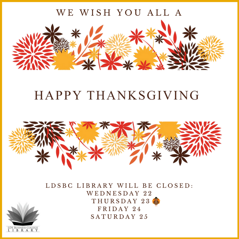 EnsingLibrary's tweet photo. We all have something to be grateful for! Remember to count your blessings!
#ldsbcibrary #thinktothank #happythanksgiving https://t.co/bKlvZCxWAg