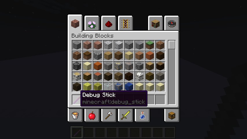 Intsuc 海外の人が報告してたんだけど Give S Minecraft Debug Stick で デバッグ棒がもらえるらしい