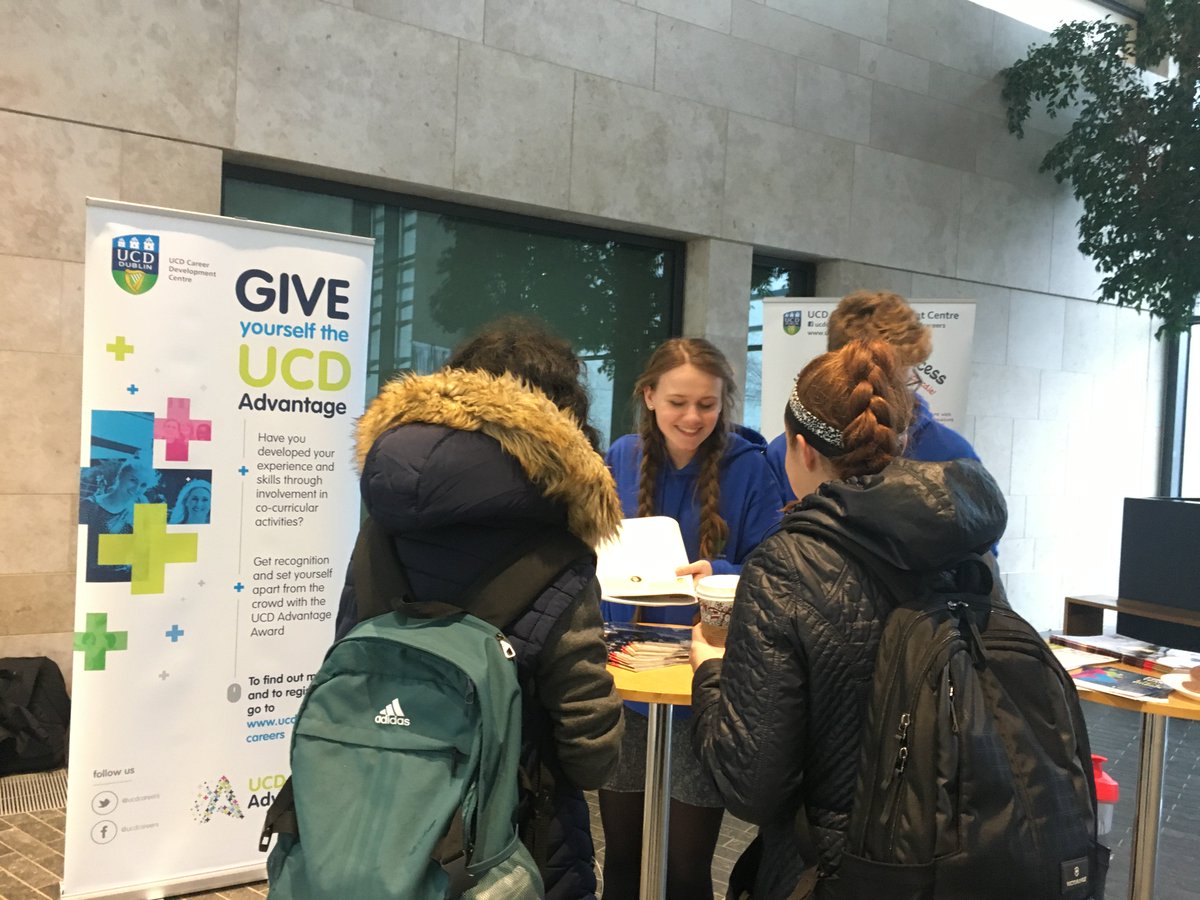 ElishCarr's tweet photo. Near UCD @UCDLawSchool today? Our @UCDCareers Ambassadors Ryan &amp; Sarah are there until 1.30 today. Find out more about the new UCD co-curricular Skills Awards and tips on Career Development ..... grab a biscuit while you're there! https://t.co/imVrexK10K