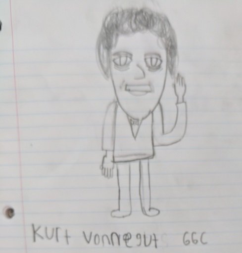 ShakesInStripes's tweet photo. Two great drawings of our friend Kurt Vonnegut made by the Fourth graders at Verplanck Elementary. https://t.co/vjBLEjNzK0