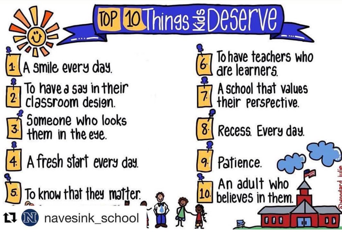 cradisch_wc's tweet image. Top Ten Things Kids Deserve courtesy of @NavesinkSchool #weleaded #KidsDesereveIt #pln365 #atplc #tlap #njed #4ocf #ohedchat #nyedchat @DavidGeurin @RosaIsiah @RosaIsiah @snydesn2 @PaulaMaeker @josuefalaise @D4Griffin3 @DrDeTuro @MissHesslein @AustinELA8 @TweetsThatLead