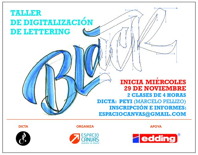 EspacioCanvas's tweet image. Nueva fecha para el Taller de #Lettering Digital con el profe @pellizo Miércoles 29 de NOV. Inscribite ---&amp;gt; bit.ly/2A17QRv