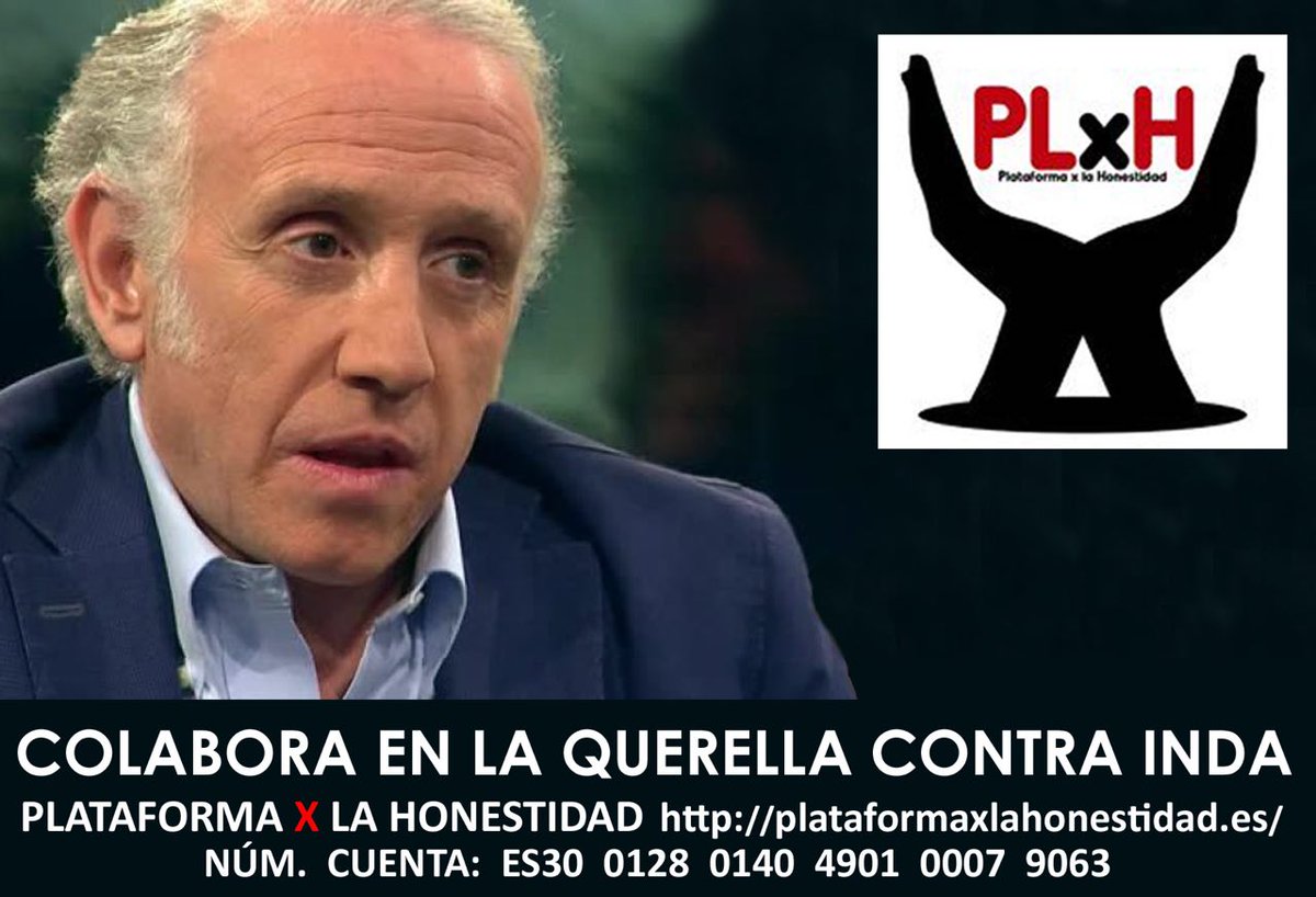 PLxHonestidad's tweet photo. Colabora en la querella contra Eduardo Inda y altos mandos del ministerio del interior por 'pertenencia a organización criminal'. Info y RT⤵️

Juntos/as lo conseguiremos. ¡Gracias! 

#FelizMiércoles 
https://t.co/lNlnzF65kF https://t.co/LR2Gpa83UK