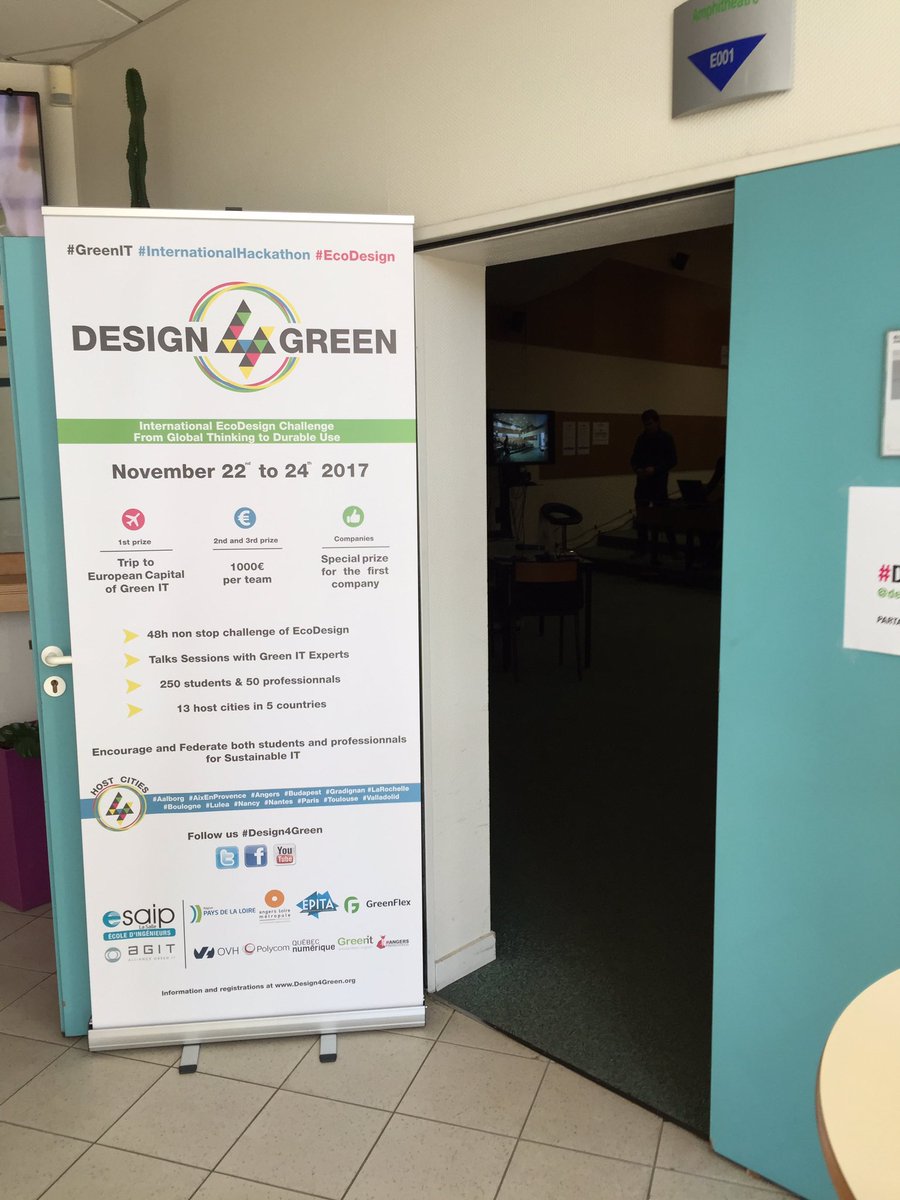 HannahW44's tweet photo. Design4Green édition 2017 l'ouverture c'est dans 2 heures. Réglages visioconf en cours @groupeesaip #Design4Green #Green IT #EcoDesign https://t.co/vnN1jKwmmF