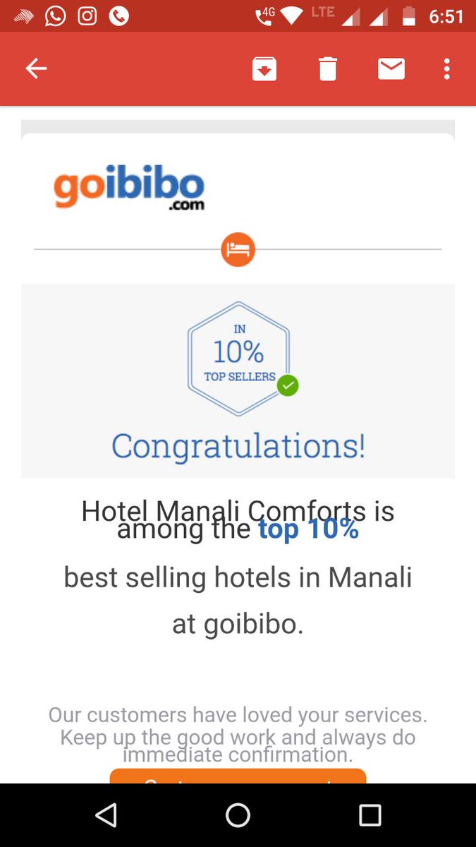 manalicomforts's tweet photo. Thank you @makemytrip @goibibo @goibibo_tech @ashishkashyap : got this mail for the 3rd time. Trying to achieve more now with @BunnyPunia and his team https://t.co/rmjQ0zQkth
