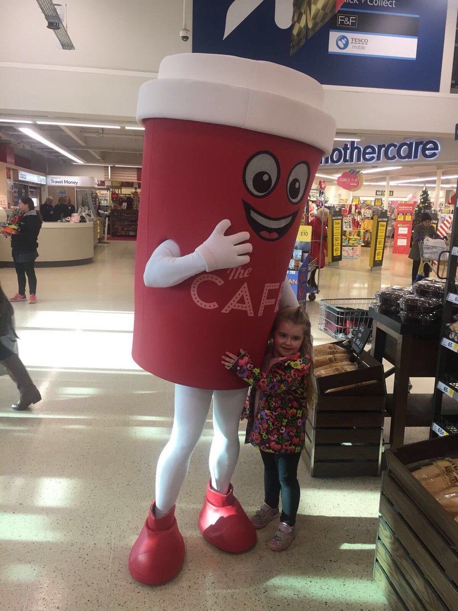 TescoCafe's tweet photo. Don't forget to drop by the @Tesco Café in #Prescot and meet our mascot. You can even grab yourself a free hot drink coupon! https://t.co/DVx5dwNznj