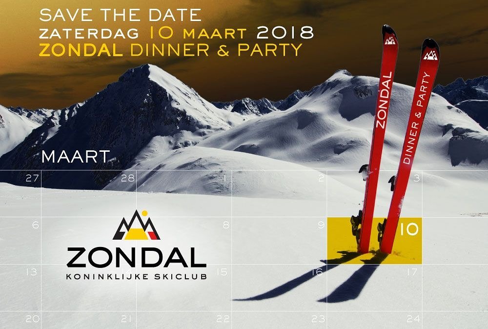 ZondalSki's tweet photo. 📅10 maart 2018: Zondal Dinner &amp; Party
Be there! Meer info binnenkort.
🥂🍴🎉 https://t.co/r4imCGUZJK