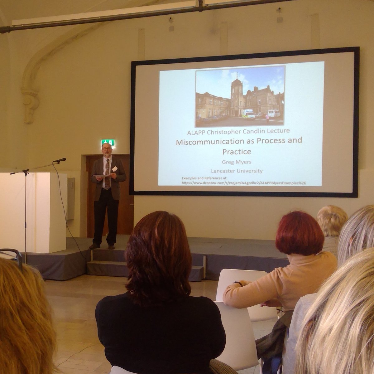 Ward_Peeters's tweet photo. @GregMyers (#LancasterUni) on how miscommunication, misunderstanding, and communication failure have been treated in applied linguistics, introducing us to the way forward #ALAPP2017 https://t.co/yZlA3hKYU1