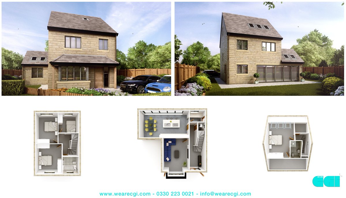 A local property developer and a regular client making full use of a range of our visuals to sell the property off plan. A front and rear visualisation accompanied by a 3D floor plan for each level. #3drendering #wearecgi