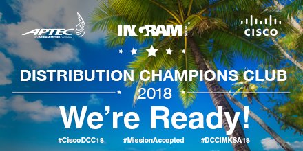 aptecIMKSA's tweet photo. #Aptec – An #Ingrammicro company is Ready for Cisco Distribution Champion Club #CiscoDCC18 , #MissionAccepted #DCCIMKSA18
@IMCISCOEMEA @IngramMicroInc  @CiscoSaudia https://t.co/nuzAgPXxtn