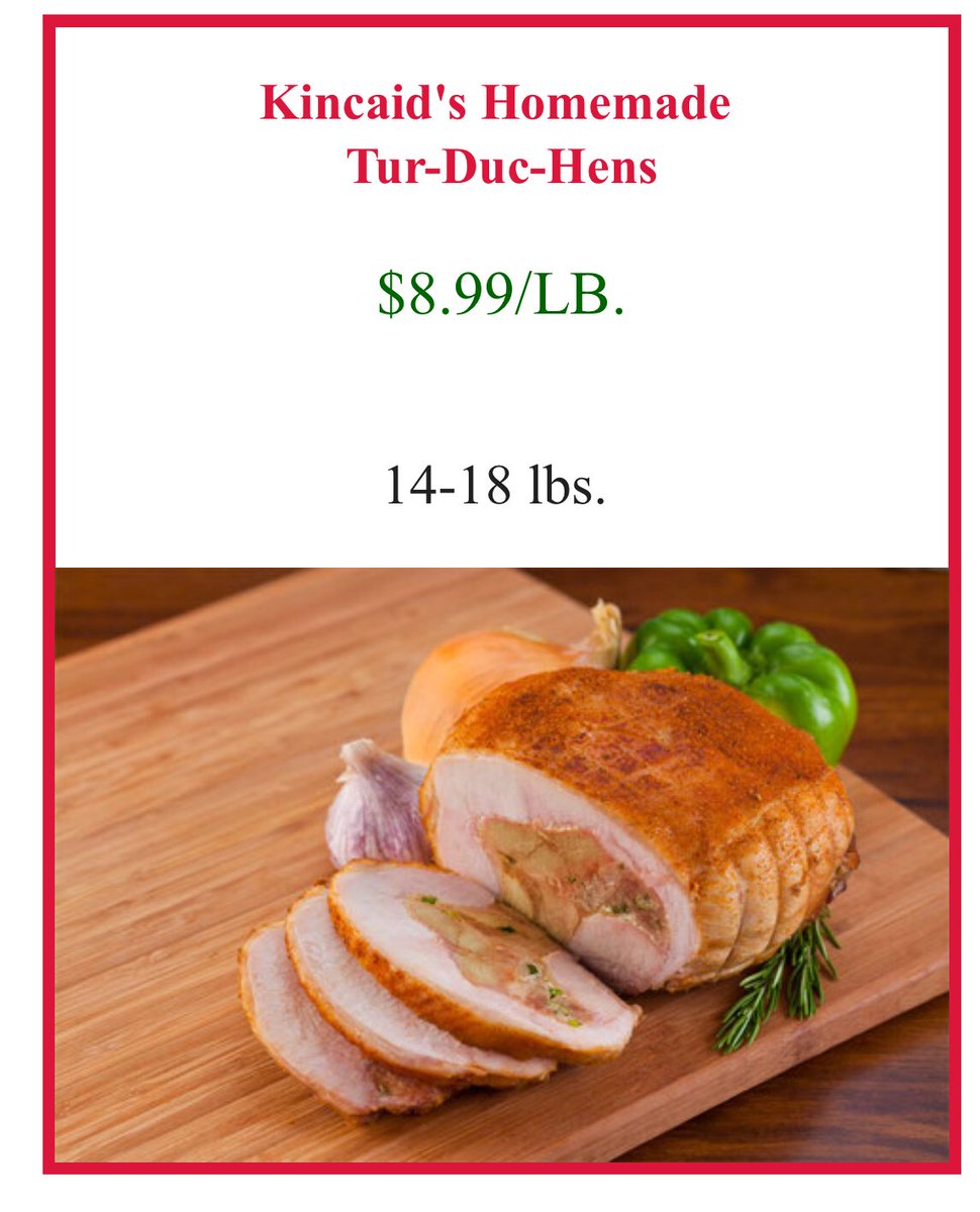 Try a Tur-Duc-Hen this holiday season! Right here from Kincaid’s! $8.99 a lb. (14-18lbs each.) #ShopIndy #ShopLocal #hapoythanksgiving