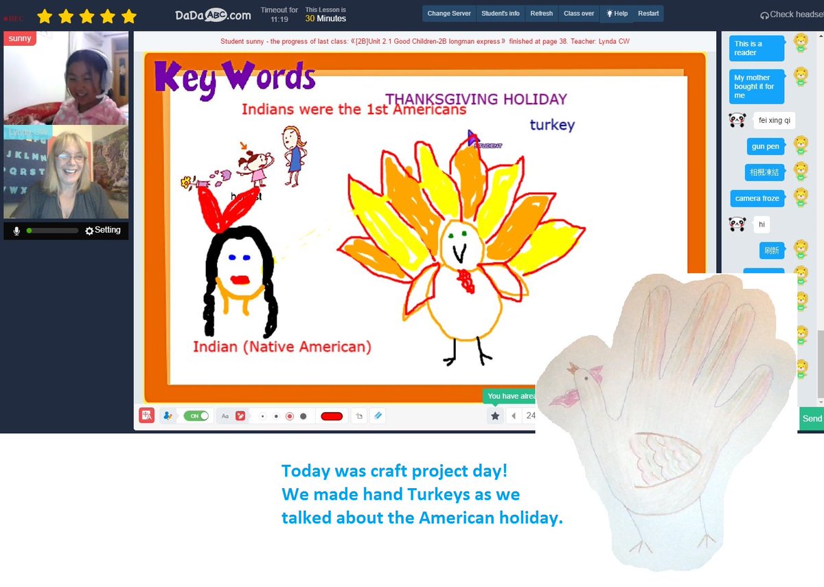 LyndaWatts's tweet photo. @DaDaABCofficial Teacher Lynda CW and student learning about America's Thanksgiving holiday. #DaDaABCselfie https://t.co/itNL2pObkD
