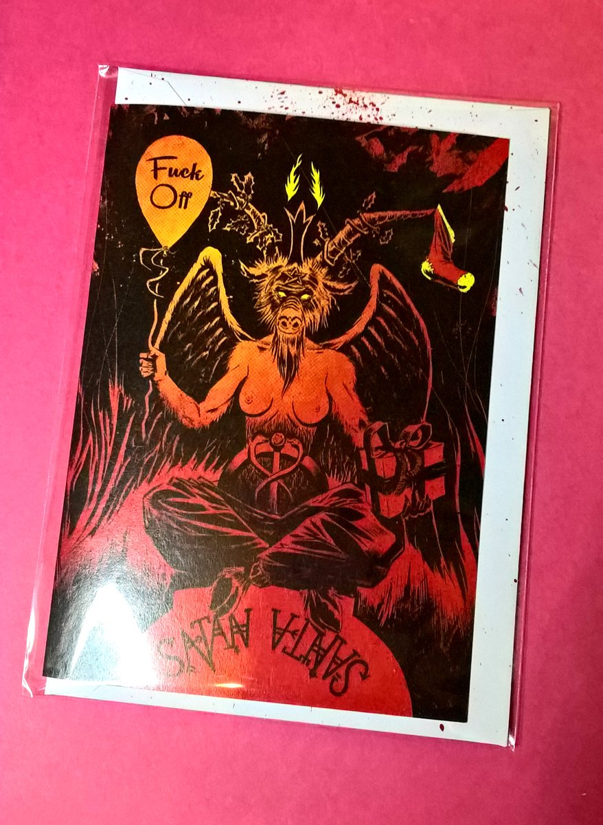 FatRobotDraws's tweet photo. A cheery Xmas message from Baphomet in this festive Santa/Satan card,available from https://t.co/1XoEKyHv0Y #baphomet #xmascards #satan #santa #xmas #daemon237 #christmascards #fallenangel #lucifer #satanictemple #sheffield #fuckoff #beelsebub #holidayseason #greetingcards #etsy https://t.co/2uInCj2w36