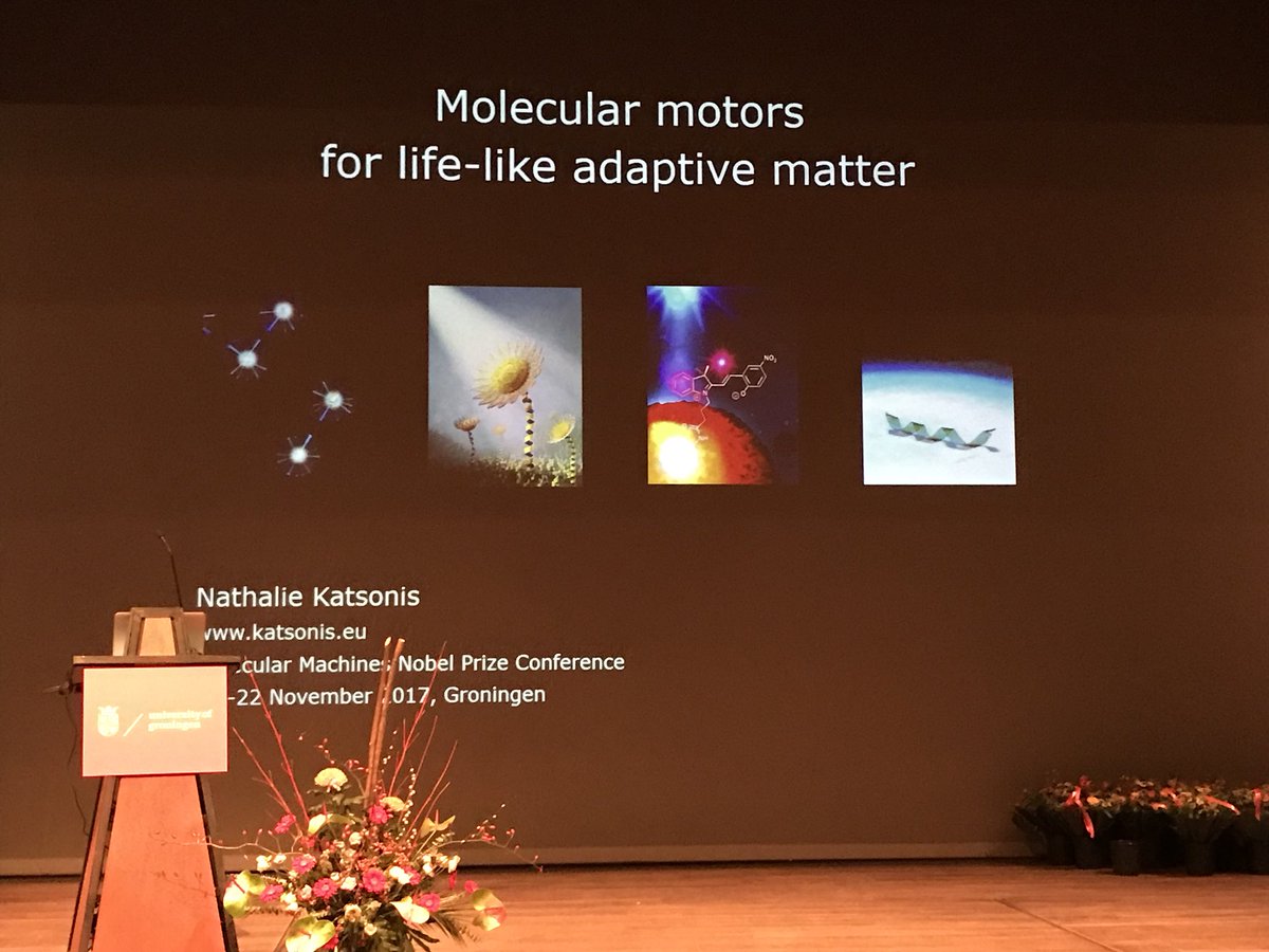 sirfrasersays's tweet photo. Nathalie Katsonis (#UTwente) talks about the need for chemo-mechanical  transduction into autonomous propulsion with directionality on both micro- and macroscopic length scales. She goes on to describe how she is using Feringa motors to steer helical propulsion with light #MMNP https://t.co/z77NkXFjFY