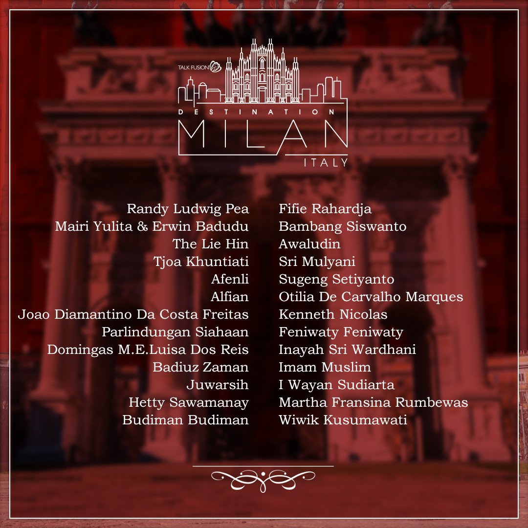 TalkFusion's tweet photo. Check out our impressive #DestinationMilan lineup so far 😍😍😍 And the list keeps growing! Will your name be on the list next round? #StayTuned https://t.co/cichBTEElJ