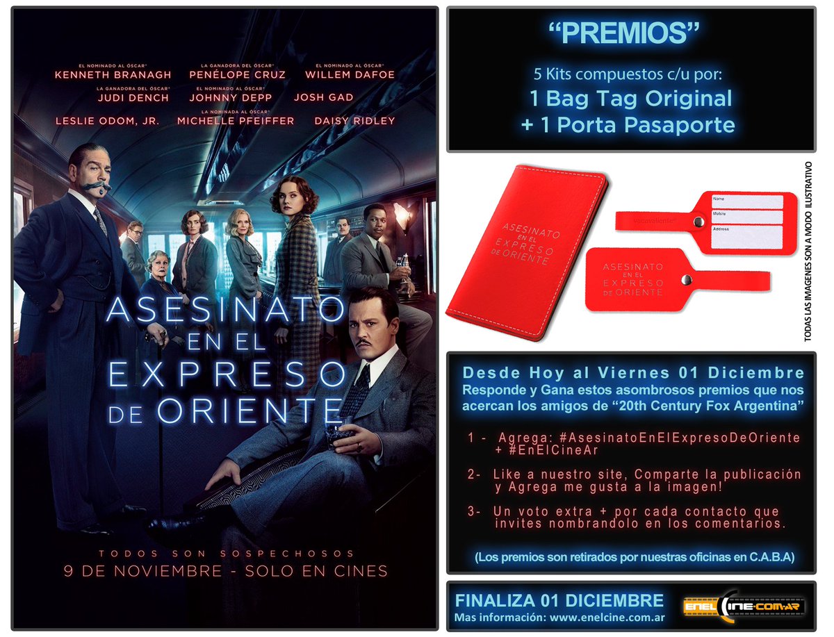 enelcine_ar's tweet photo. #SORTEO #AsesinatoEnElExpresoDeOriente de @peliculasdeFOX, Seguí los pasos de la imagen para participar! https://t.co/gQEqMqENLI