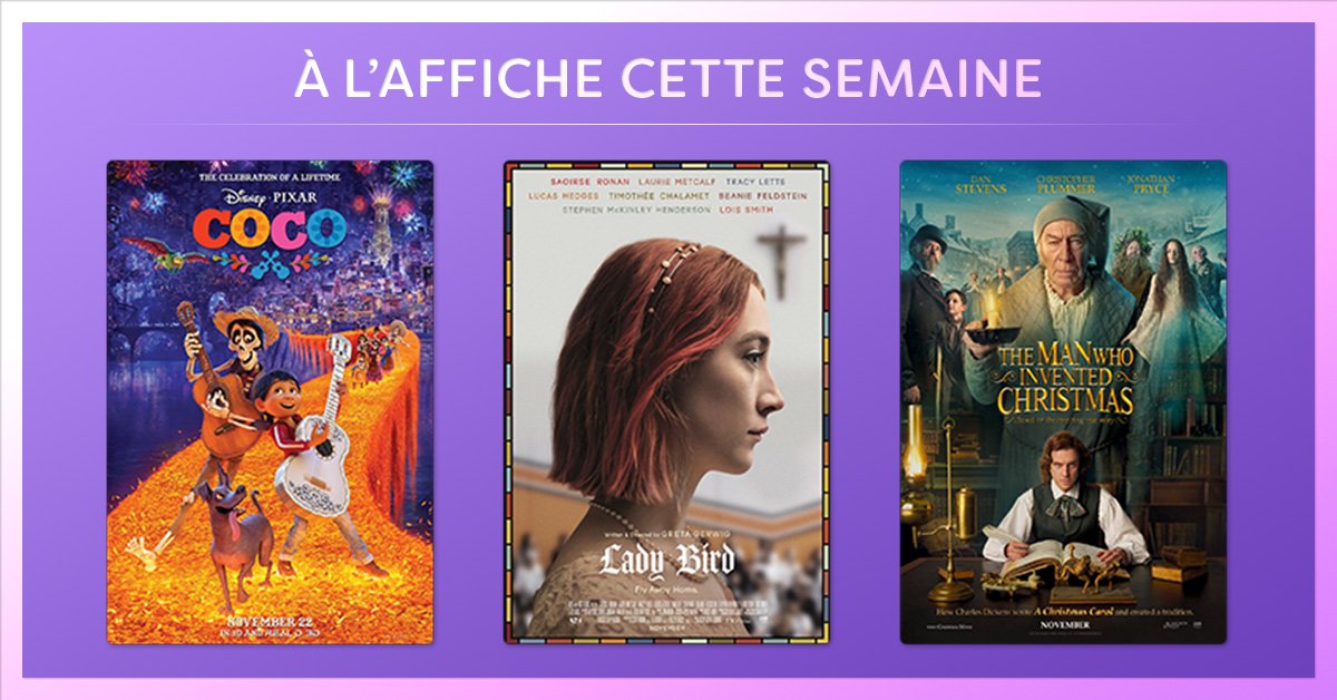 cinenowapp's tweet photo. Parmi les nouveautés à l'affiche cette semaine: #CocoPixar; #LadyBird; et #TheManWhoInventedChristmas. Trouve quelqu'un pour accompagner au cinéma dès maintenant!

Téléchargez l’#app de rencontre --> https://t.co/DgopBC7ly4
#Dating #movie #moviegoer #movielover #cinema https://t.co/ygY94WkIe5