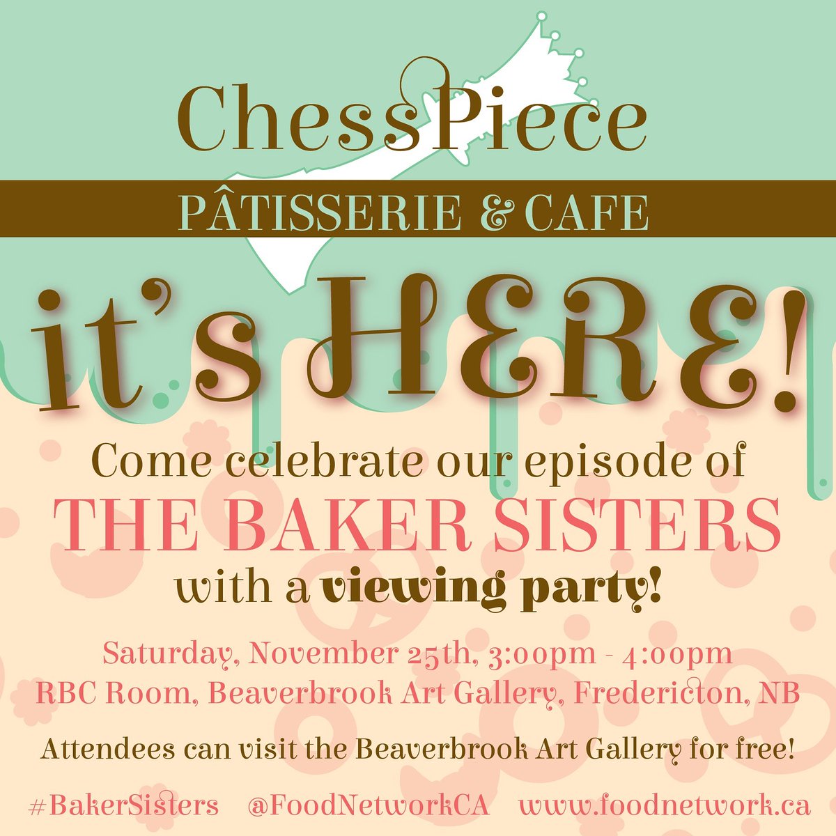 Come watch our national debut on #foodnetworkcanada on an episode of The Baker Sisters.  This Saturday at 3 pm!!