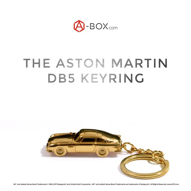 Bond_Lifestyle's tweet photo. Revealed! Gold Aston Martin DB5 Keyring and SPECTRE cufflinks are part of the A-Box James Bond Collectors Box: https://t.co/VU6Exz5CfR https://t.co/znJRMBZKCt