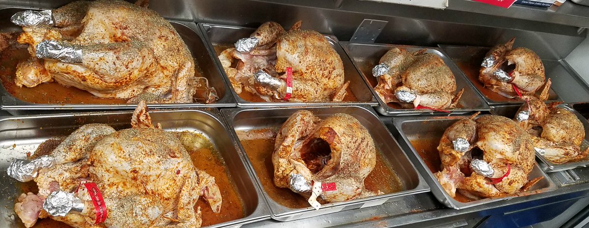 topock66's tweet photo. Getting our "Turkey On" at Topock66. Brined, rubbed and injected, ready for the smoker. Topock66 will be open Thanksgiving day from 8am to 4pm. Smoked turkey dinner served from 12pm to 4pm. #smokedturkey #handrubbed #injected #brined #openonbirdday https://t.co/UNxLKg9iCR