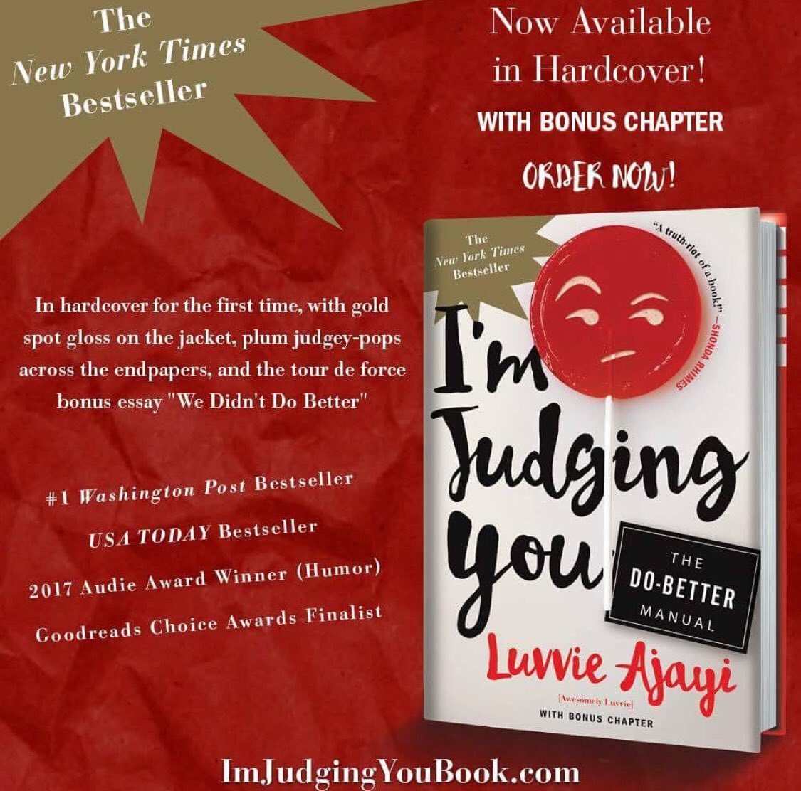 TJay's tweet photo. Shout out to my 🇳🇬sis @Luvvie for the success of her @nytimes best selling book “I’m Judging You”!! The hard copy is finally here - Go. Get. It. 

#MakeWAVs https://t.co/vVOYQot6yJ