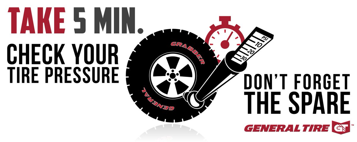 GeneralTire's tweet photo. Before heading out on the road to visit family and friends, take a few minutes to look over your car and check tire pressures. #TireHelp https://t.co/93GLT9PlYP