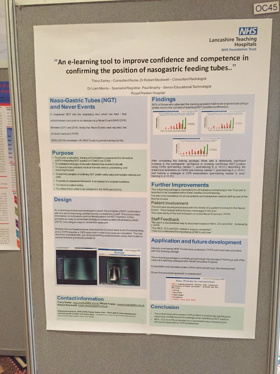 EarleyTracy's tweet photo. Spreading the word about our “Made At LTHTR” CXR e-learning tool  at another national conference.  Great collaboration between OD and clinicians @LancsHospitals @DevelopingLancs @karen_swindley @CatherineSilco1 @sarahcu68504464 https://t.co/iMZhmxEAJj