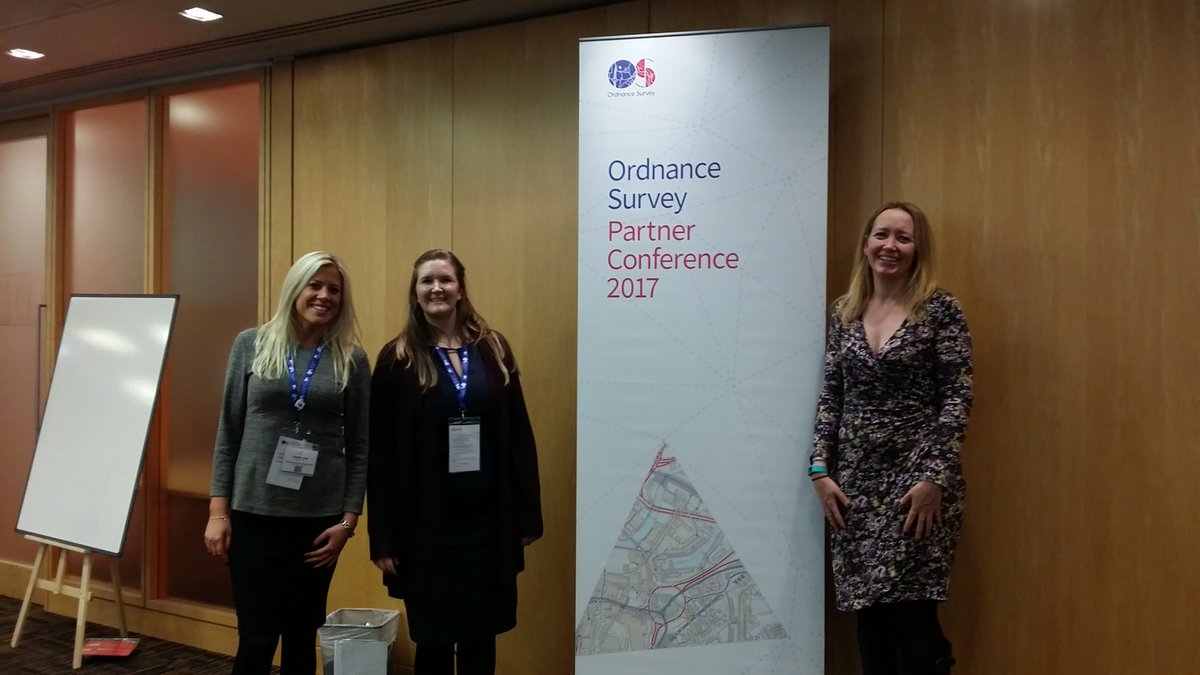Geo_Glenn's tweet photo. It was great to speak with so many at the #OSPartners event yesterday - great discussions about data usage and processing, some of which we will be addressing at our own conference next month - be lovely to see some of you there. #SGeoC17 @OrdnanceSurvey with @HollyMCoxon https://t.co/cycQaI6PLA