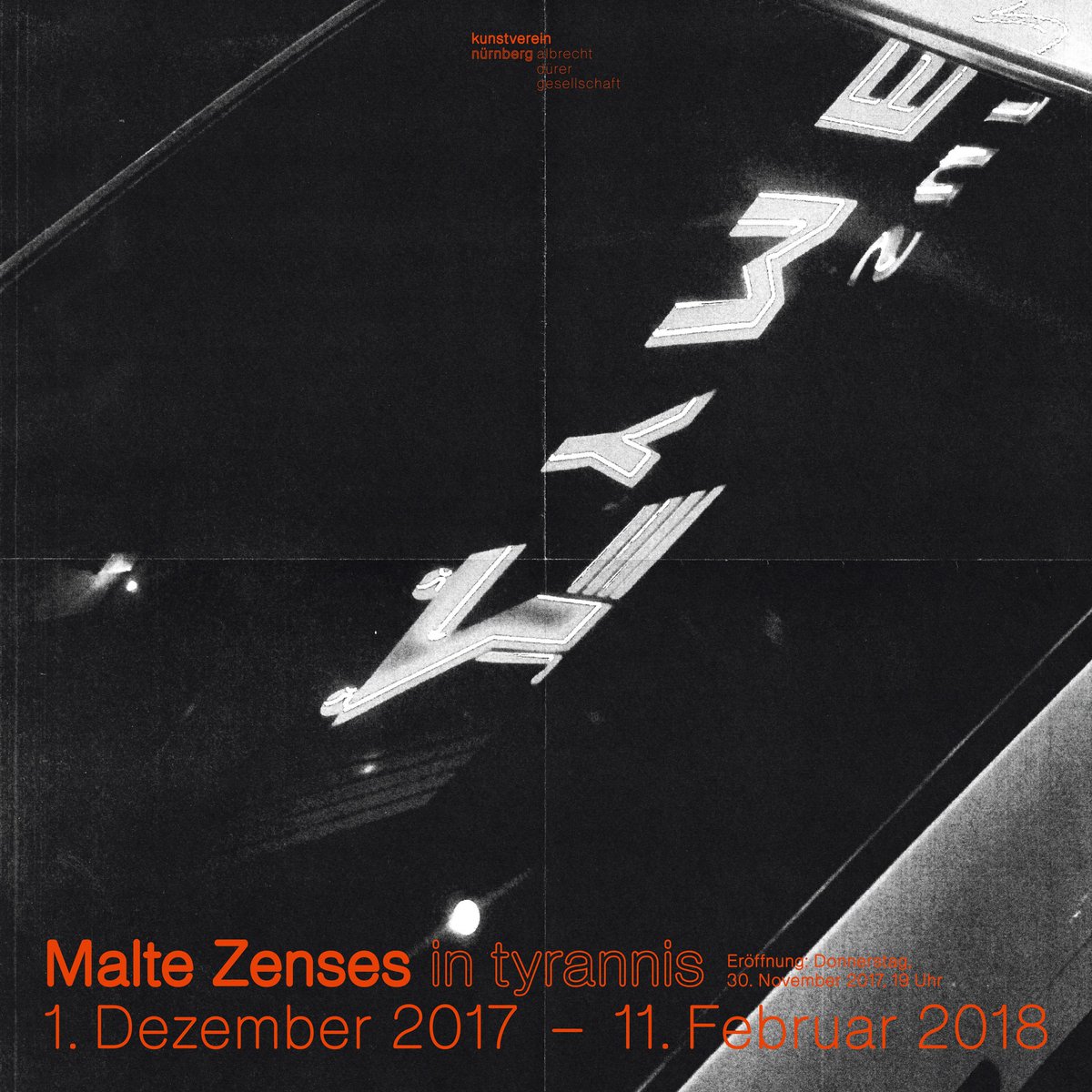COMING SOON: Malte Zenses – in tyrannis, 01.12.2017 – 11.02.2018, Eröffnung / Opening: 30.11.2017, 19 h <a href="/KV_Nuernberg/">Kunstverein Nürnberg</a>