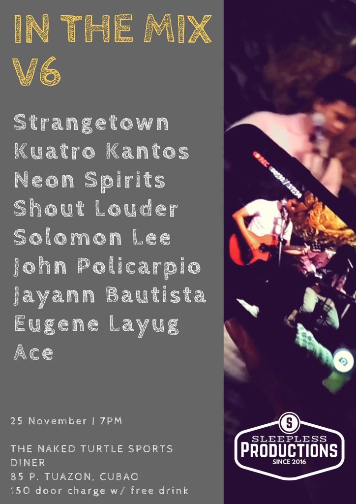 Our friends at Sleepless Productions are coming out of hiatus too! Come jam with us this Sat. At The Naked Turtle 👌🏼