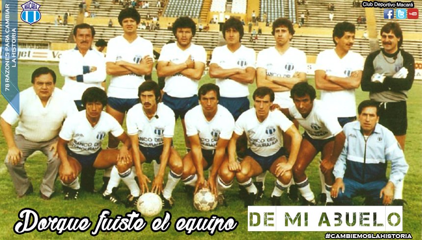 CAMBIEMOS LA HISTORIA
Porque fuiste el equipo de mi abuelo, la mejor herencia el ser #Macareño 
Cada vez más cerca del objetivo, contamos contigo celeste!
#YoCreoEnTiMacará