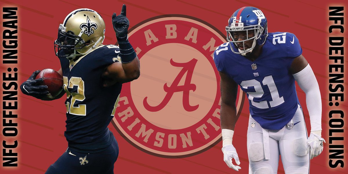 RLiuCBS's tweet photo. Alabama’s Mark Ingram & Landon Collins are the only duo from the same college to win NFC Offensive & Defensive Player of the Week Awards in the same week over the past 15 seasons https://t.co/by7ouY9Yy6