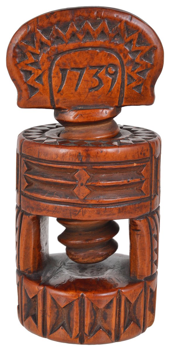 OlympiaAuctions's tweet photo. A George II fruitwood treen nutcracker, dated 1739 sold earlier for £3200 (est: £250-£350) #MatthewBarton #AuctionUpdate https://t.co/6lUoKk4OWP