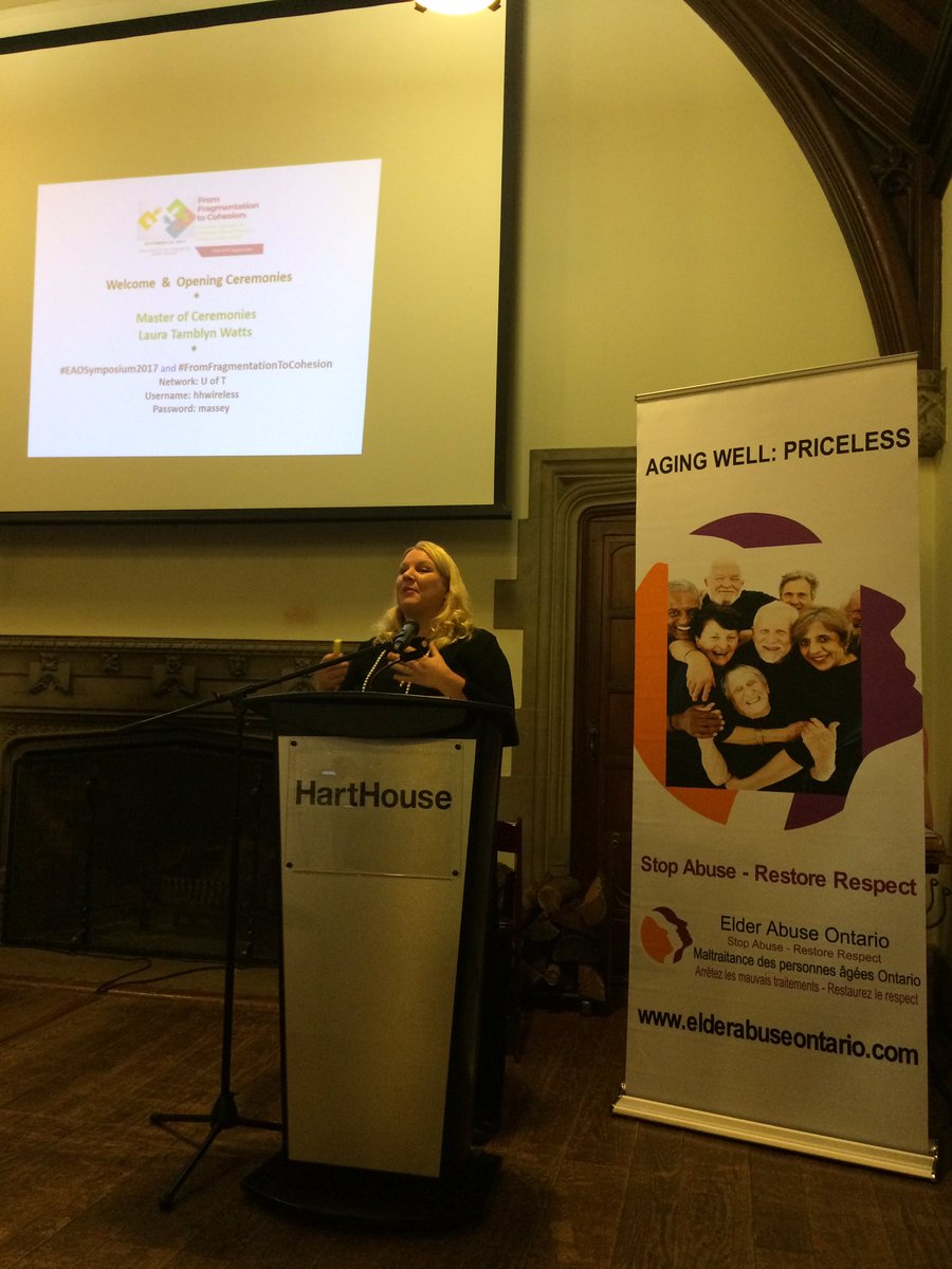 EAPreventionON's tweet photo. Master of Ceremonies Laura Tamblyn Watts @ltamblynwatts @DipikaDamerla @SeniorsON #EAOSymposium #FromFragmentationToCohesion https://t.co/xo9wRKZCIh