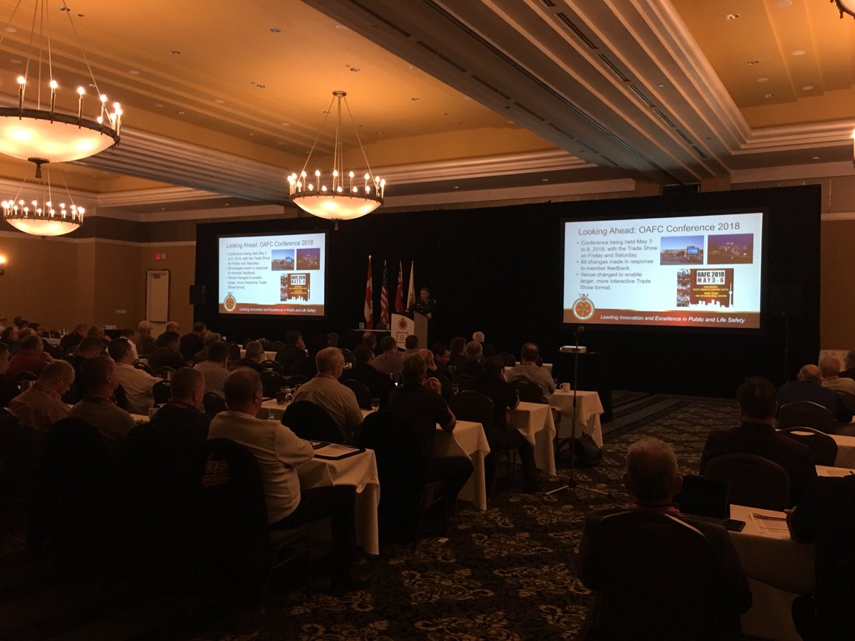 ONFireChiefs's tweet photo. #OAFC President @stephen_hernen shares training updates, provincial leadership initiatives and steps ahead in the association’s modernization plan #Midterm17 https://t.co/UIvVnVxctt