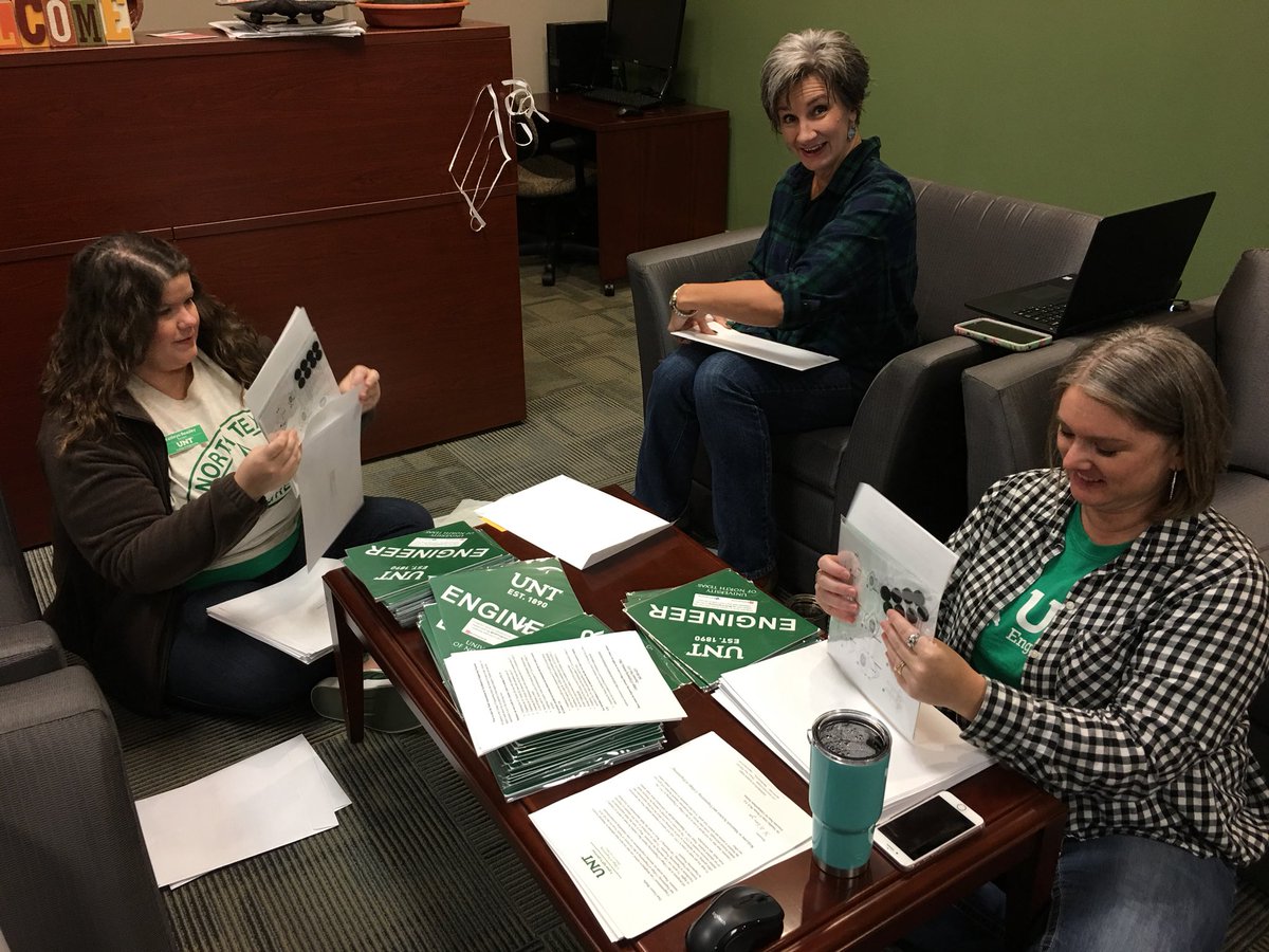 UNTEngineering's tweet photo. We’re stuffing admissions letters and can’t wait to see all our new Eaglets! 🦅💚 https://t.co/Fm1xEVUf9K