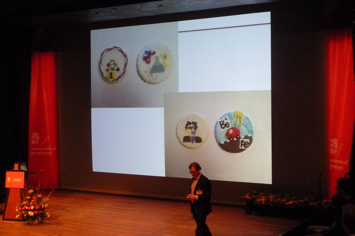 ScienceLinX's tweet photo. A few of the closing slides by Ben Feringa. Perspectives, and presents made by schoolchildren he has taught.  #MMNP https://t.co/dbarFbK8dh