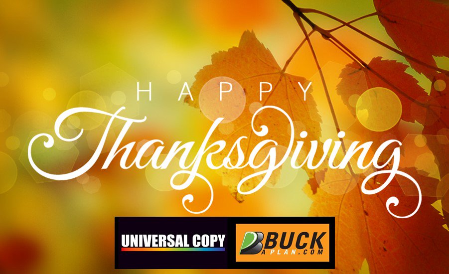 buckaplan's tweet photo. #BUCKAPLAN will be closed Thursday Nov 23rd and Friday Nov 24th to allow our employees to enjoy #Thanksgiving with their families and loved ones. We'll be back on Monday, though, to continue getting you your prints when you need them! Enjoy your Holiday! https://t.co/HeORpSjnaN