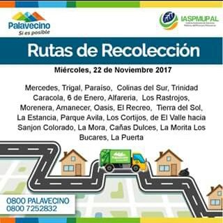 Ruta prevista de recolección de desechos domésticos para hoy #22Nov #PalavecinoLimpioSiEsPosible #ConBarrerasPalavecinoNoSeEntrega