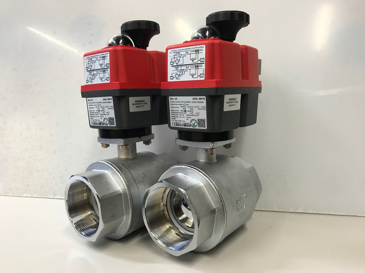 3" brass failsafe ball valves, shipped same day from stock #failsafe #brass #ballvalve #electricactuator #failclose #stype #multivoltage