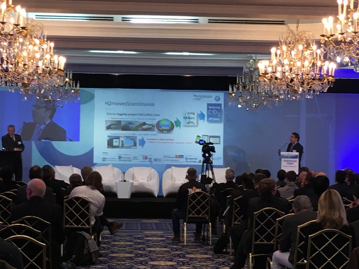 CleanHydrogenEU's tweet photo. Boost of #hydrogen activity in Scandinavia thanks to support of @fch_ju for clean transport & energy- S. Moller-Holst @SINTEF #10_FCHSF https://t.co/HC6gpBxMW5