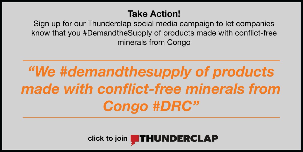 CFCIstudents's tweet photo. 2 days left to join! This Black Friday, show companies that you #DemandTheSupply of products made with conflict-free minerals from Congo! Join @EnoughProject's Thunderclap: https://t.co/JtGJt3Z2aW https://t.co/gH5WXHJ0dE