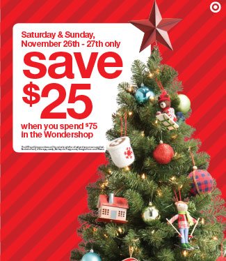 TargetNews's tweet photo. Don’t miss this weekend’s big deal! Saturday and Sunday, save $25 when you spend $75 on holiday décor and trees: https://t.co/1kUoOM2Eyo. 🎄 https://t.co/5q6CdbeMgy