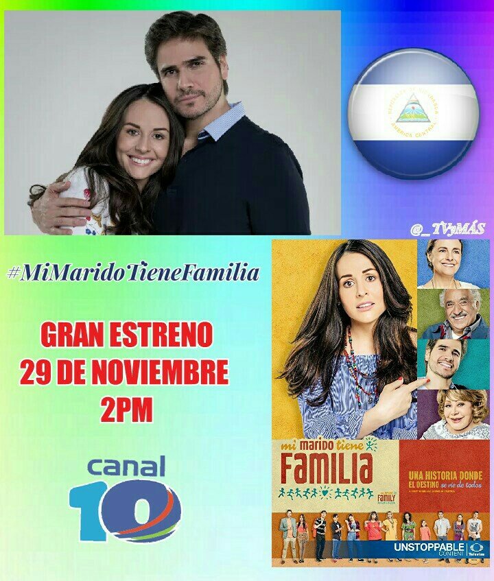 BrecoArenasRo's tweet photo. RT @_TVyMAS : #MiMaridoTieneFamilia. 🇳🇮 
Llega a Nicaragua, Gran Estreno 
29 Noviembre 2PM @canal10nica, @zuriavvega, @DanArenas. https://t.co/SjBHv6rbG2