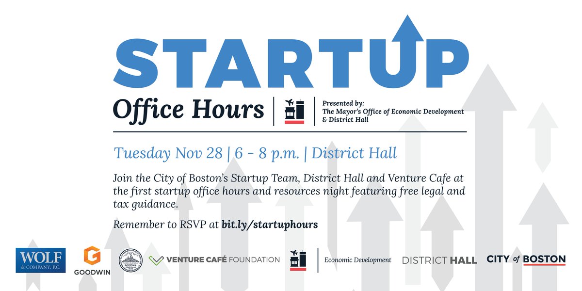 My_InnoStudio's tweet photo. Have legal &amp; accounting questions about starting up a business, Sign up for our Startup office hours on 11/28 https://t.co/5xX9R8ucnL @CityOfBoston @DistrictHall @goodwinlaw @bostoncpafirm https://t.co/75Lh8OQavf
