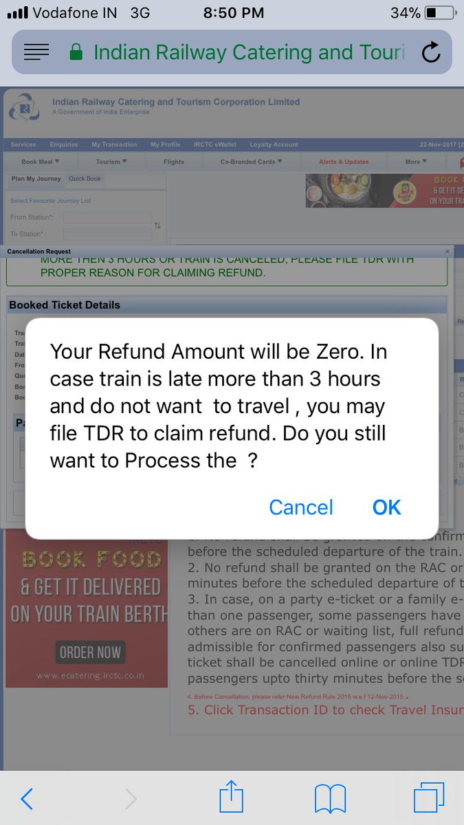meefaal's tweet photo. @RailMinIndia If train is late by more than 17 hours and my purpose to travel dose not suffice, why I am not allowed to cancel my tickets? https://t.co/BYRIo6TtTw